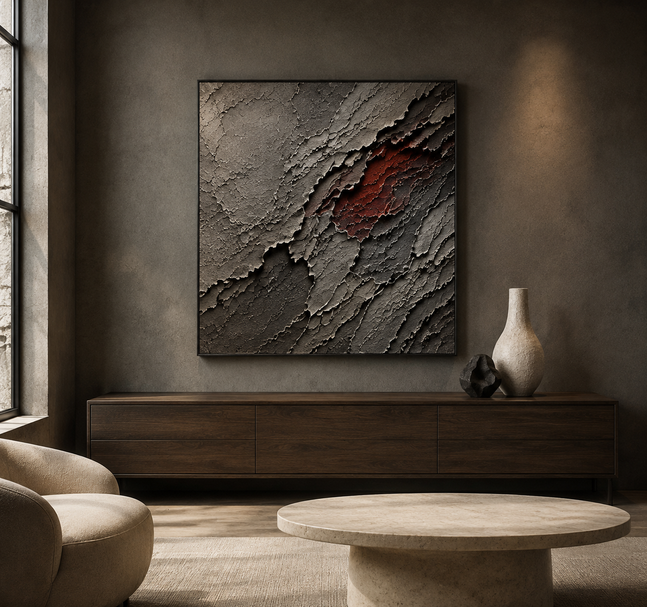 Permanecer, obra abstracta matérica de Denia Matías
